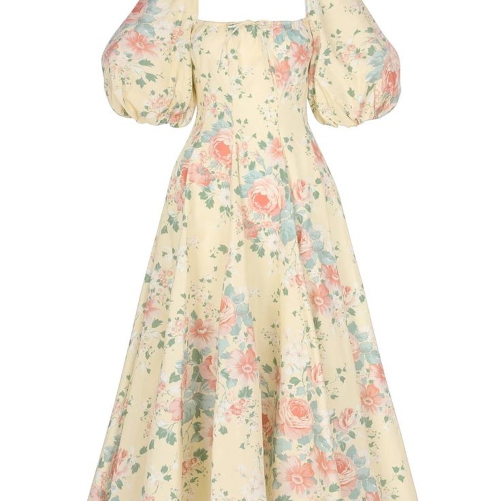 Selkie Pastel Floral Puff Sleeve Day Dress